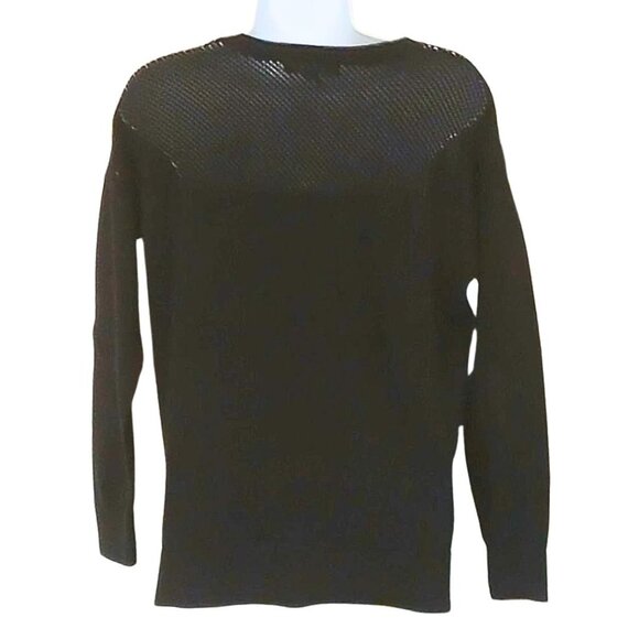 Banana Republic Womens Fishnet Sweater Size M Edgy Biker Gothic Artsy Black - Picture 3 of 6